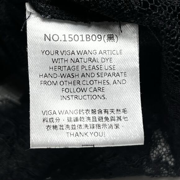 Viga Wang Black Lace Swim Cover Up Scoop Neck Short Sleeve One Size - Picture 6 of 8